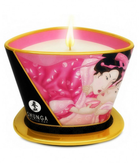 SHUNGA MINI CARESS BY CANDELIGHT APHRODISIAC ROSES MASSAGE CANDLE 170 ML