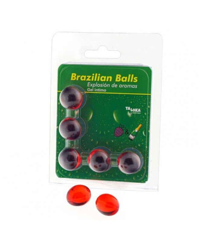 TALOKA - 5 BRAZILIAN BALLS BRAŠKĖS IR ŠAMPANAS INTIMAS GELIS