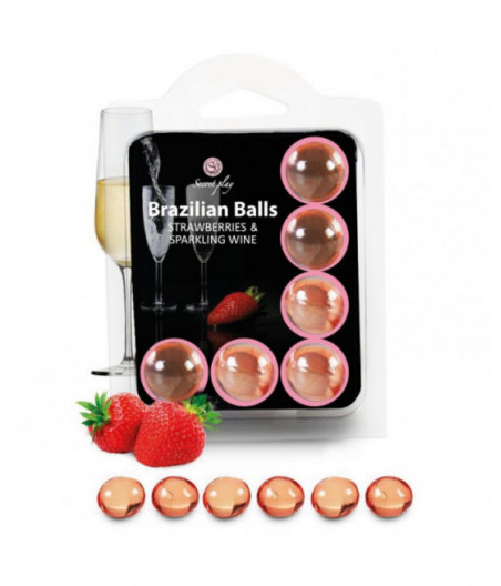 SECRETPLAY SET 6 BRAZILIANS BALLS STRAWBERRIES WITH CAVA