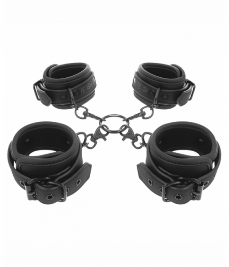 FETISH SUBMISSIVE SET OF HAND AND ANKLE HANDCUFFS WITH NOPRENE LINING