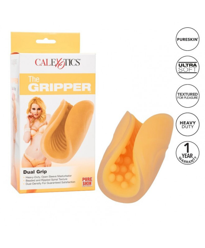 CALEX BEADED GRIP MASTURBATOR - ORANŽINĖ