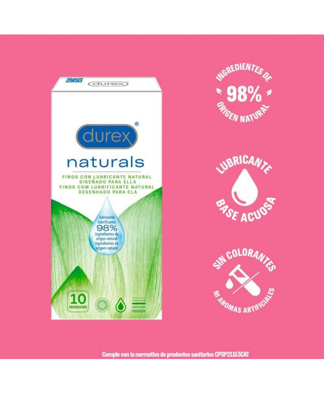 DUREX NATURALS PLONI PREzervatyvai NATURAL LUBE 10 VIENETŲ 4