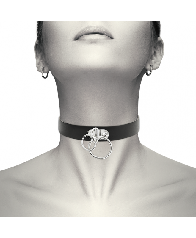 COQUETTE CHIC DESIRE rankų darbo CHOKER VEGAN ODA – DVIGUBAS ŽIEDAS