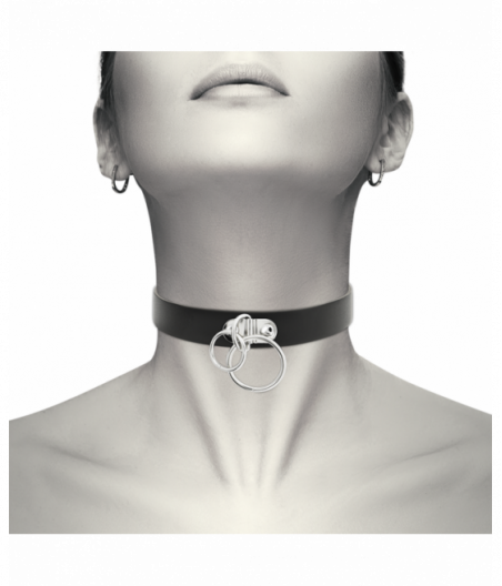 COQUETTE CHIC DESIRE DOUBLE RING VEGAN LEATHER CHOKER