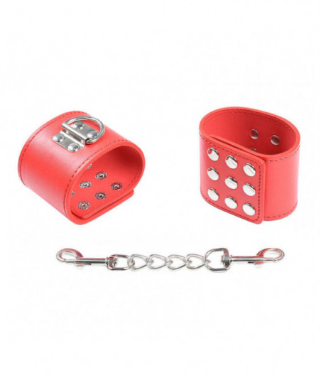 OHMAMA FETISH RED HANDCUFFS WITH SNAP CLOSURE
