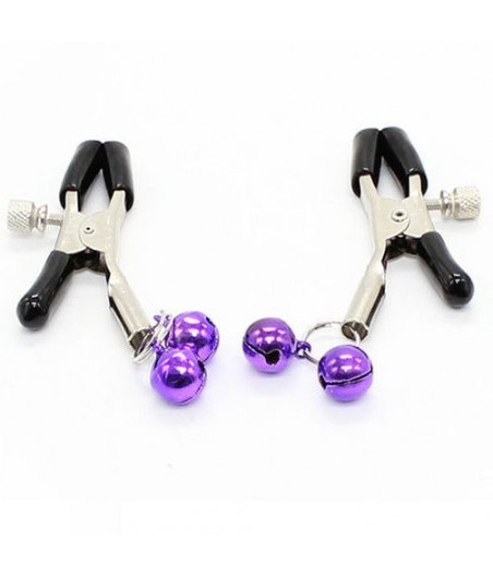 OHMAMA FETISH - DOUBLE BELLS NIPPLE CLAMPS PURPLE