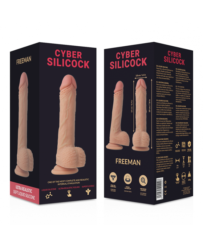 CYBER SILICOCK STRAP-ON FREEMAN LIQUID SILICONE SU 3 ŽIEDAIS NEMOKAMAI 8