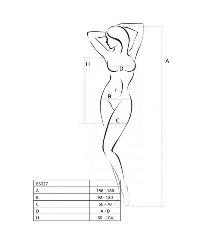 PASSION WOMAN BS027 BODYSTOCKING SUKNELĖ STILIUS BALTA VIENAS DYDIS 2