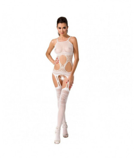 PASSION WOMAN BS047 WHITE BODYSTOCKING ONE SIZE