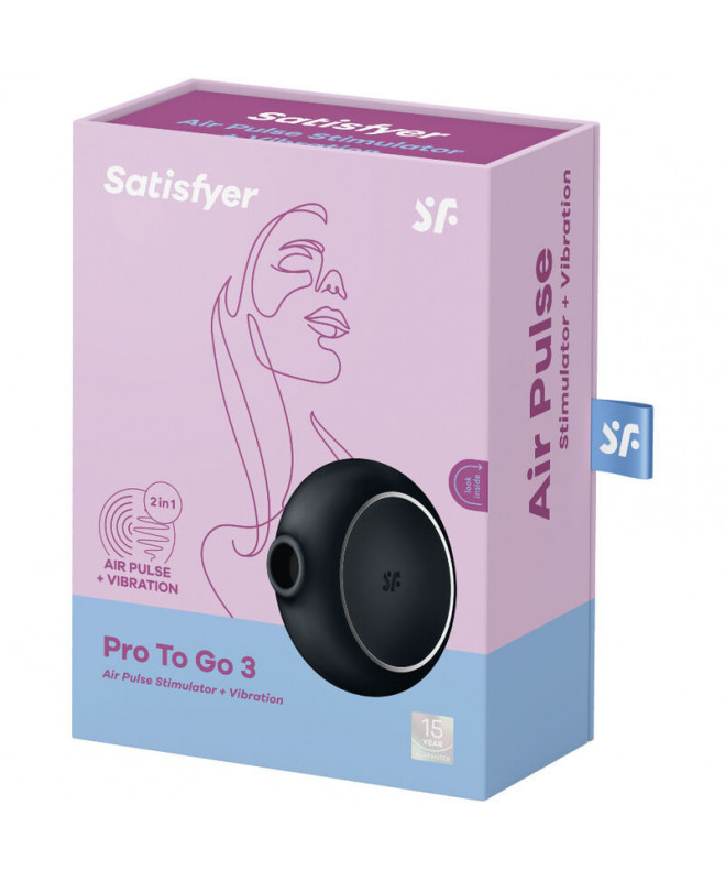 SATISFYER PRO TO GO 3 DVIGUBAS ORO IMPULSŲ STIMULIATORIUS IR VIBRATORIAUS – JUODAS 5