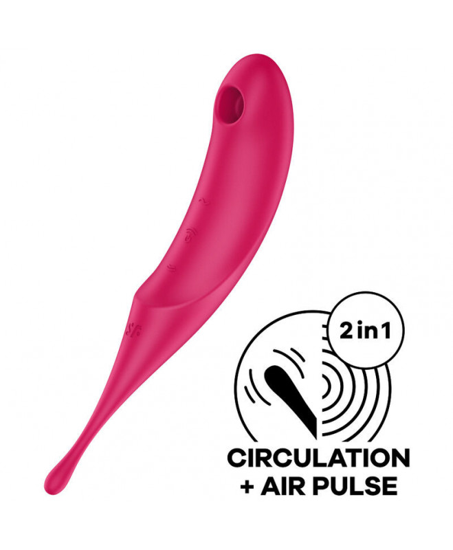 SATISFYER TWIRLING PRO AIR PULSE STIMULIATORIUS IR VIBRATORIAUS – RAUDONA