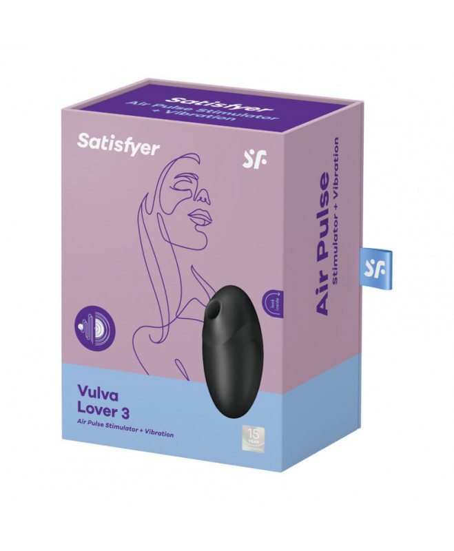 SATISFYER VULVA LOVER 3 AIR PULSE STIMULIATORIUS IR VIBRATORIAUS - JUODAS 4