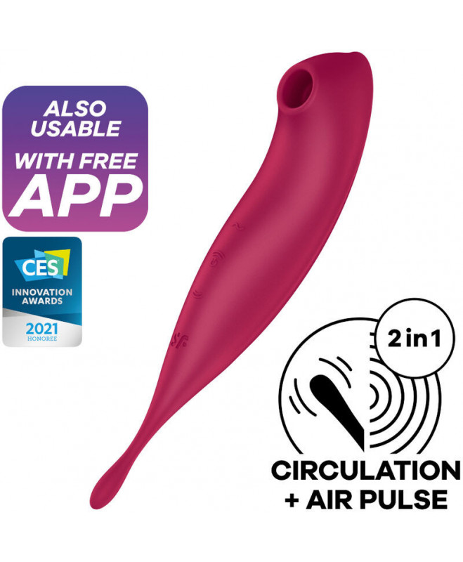 SATISFYER TWIRLING PRO+ AIR PULSE STIMULIATORIŲ IR VIBRATORIŲ PROGRAMĖ – RAUDONA