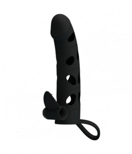 PRETTY LOVE VIBRATING SILICONE PENIS SLEEVE WITH BALL STRAPS 15.2 CM