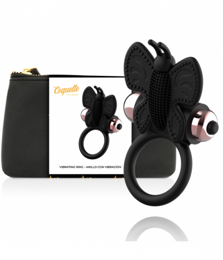 COQUETTE CHIC DESIRE - COCK RING BUTTERFLY WITH VIBRATOR BLACK/GOLD