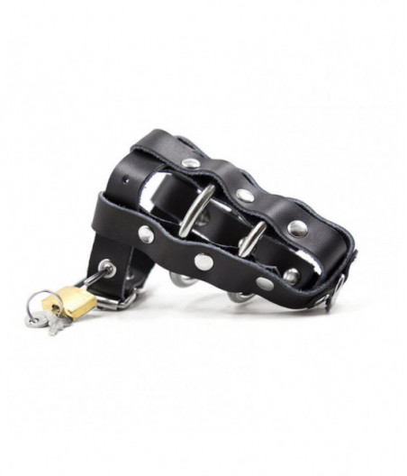 OHMAMA FETISH - LEATHER SHEATH WITH METAL RINGS AND PADLOCK