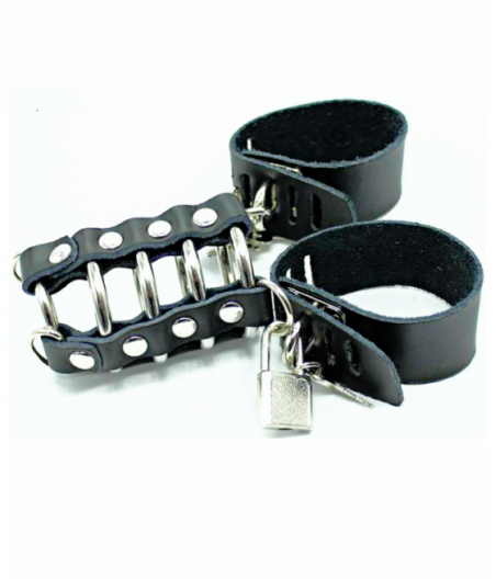 OHMAMA FETISH - PENIS CAGE WITH METAL RINGS AND LEATHER STRAPS