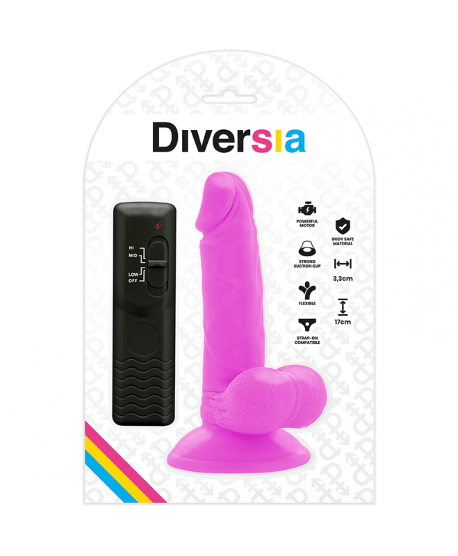 DIVERSIA FLEXIBLE VIBRING DILDO 17 CM - PURPURA 8