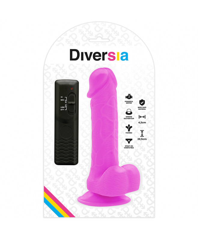 DIVERSIA FLEXIBLE VIBRING DILDO 20,5 CM - PURPURA 8