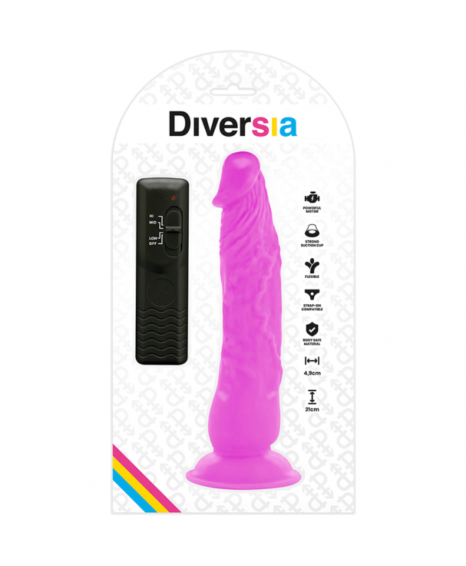 DIVERSIA FLEXIBLE VIBRING DILDO 21 CM - PURPURA 8