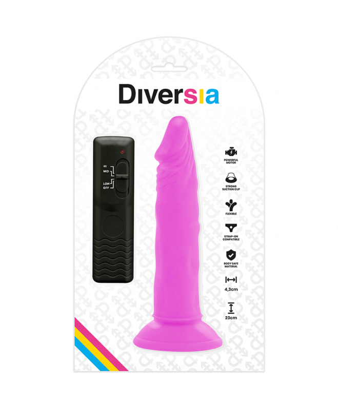 DIVERSIA FLEXIBLE VIBRING DILDO 23 CM - PURPURA 8