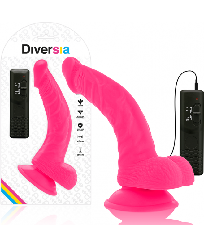 DIVERSIA FLEXIBLE VIBRING DILDO 21,5 CM - PURPURA 2