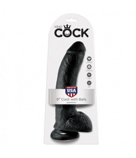 KING COCK 9" COCK BLACK WITH BALLS 22.9 CM