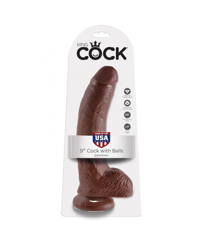 KING COCK 9" GAIDAS RUDAS SU KUMULIAIS 22,9 CM