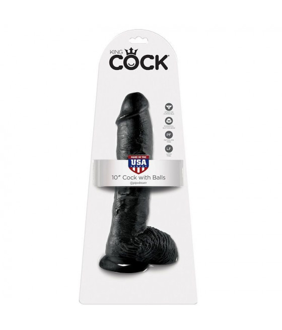 KING COCK 10" COCK BLACK WITH BALLS 25.4 CM
