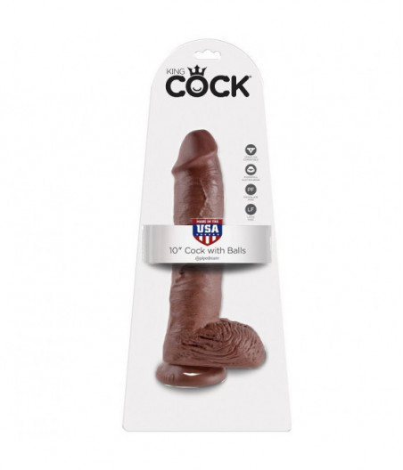 KING COCK 10" COCK BROWN WITH BALLS 25.4 CM