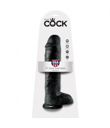 KING COCK 11" COCK BLACK WITH BALLS 28 CM