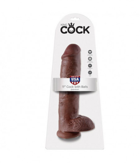 KING COCK 11" COCK BROWN WITH BALLS 28 CM