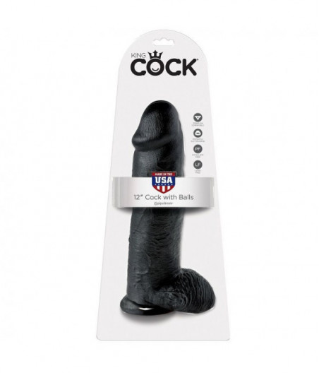 KING COCK 12" COCK BLACK WITH BALLS 30.48 CM