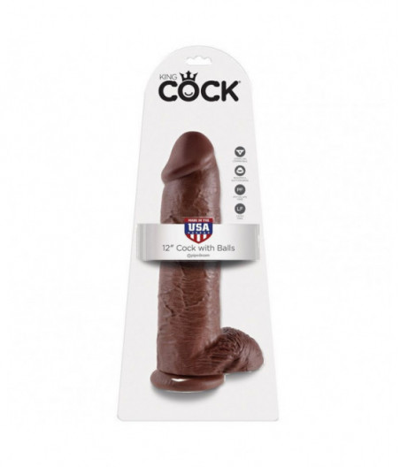 KING COCK 12" COCK BROWN WITH BALLS 30.48 CM