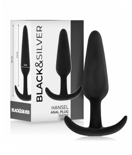 BLACK&SILVER - HANSEL SILICONE ANAL PLUG WITH SMALL HANDLE