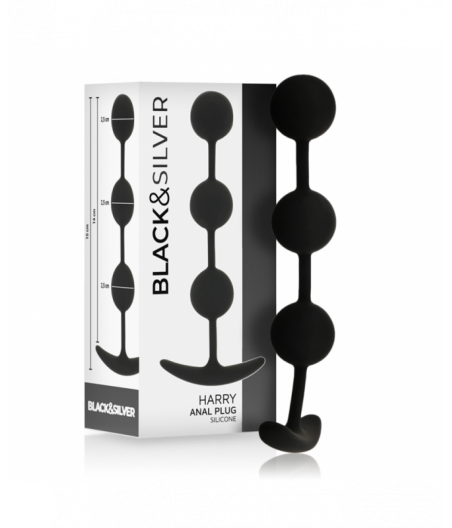 BLACK&SILVER - HARRY ANAL ROSARY 3 SILICONE SPHERES 14 CM