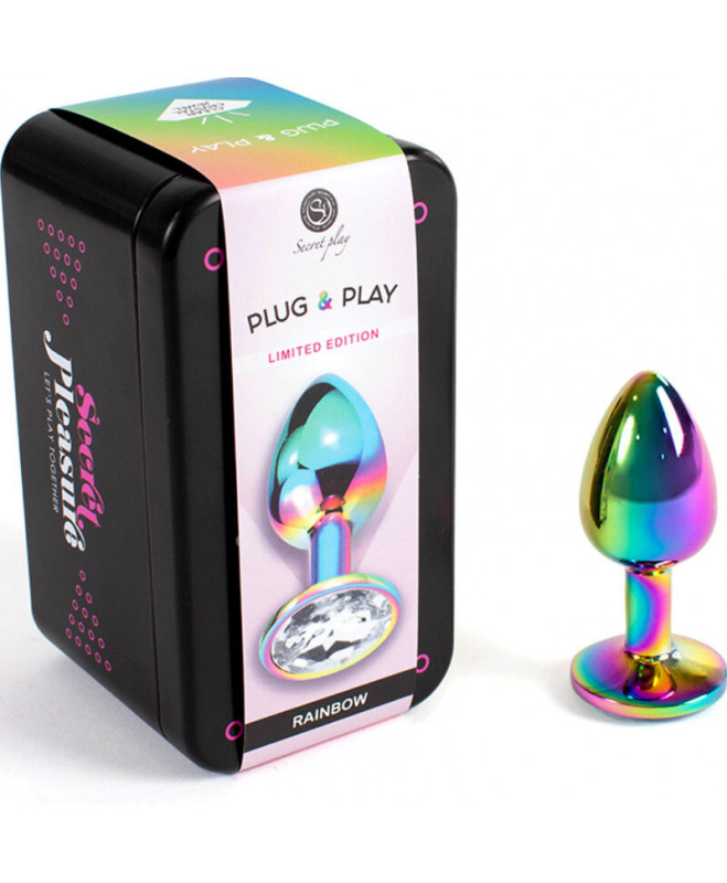 SECRET PLAY – METAL BUTT PLUG RAINBOW MAŽAS DYDIS 7 CM 2