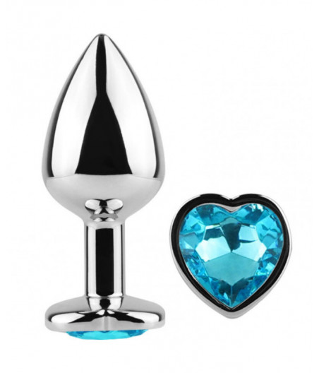 SECRET PLAY - METAL BUTT PLUG BLUE HEART SMALL SIZE 7 CM