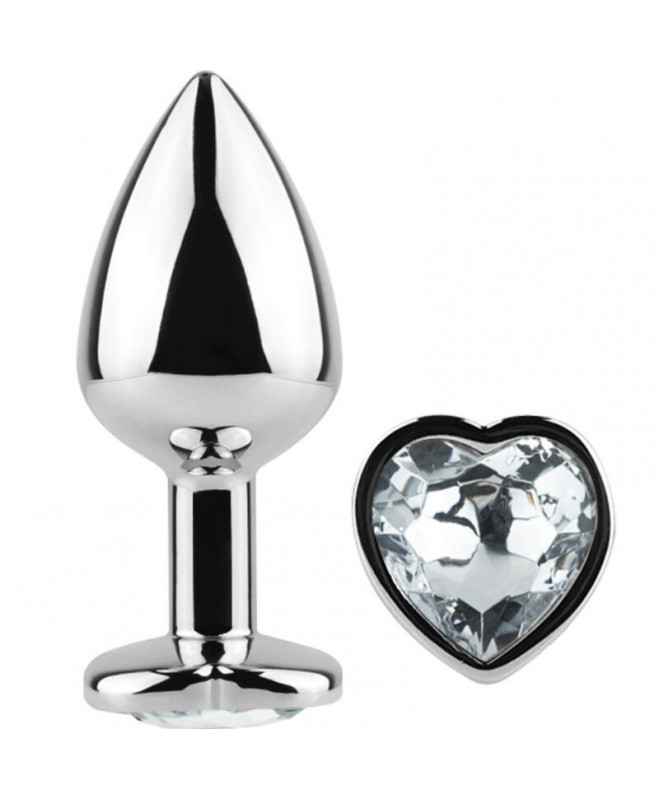 SLAPTAS ŽAIDIMAS – METALINIS KIŠTUKAS, CLEAR CRYSTAL HEART, MAŽAS DYDIS 7 CM