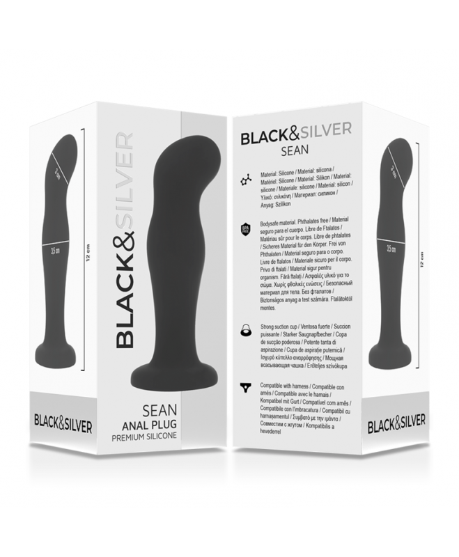 BLACK&SILVER - SEAN ANAL PLUG PREMIUM SILICONE BLACK 6