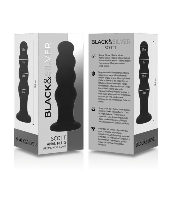 BLACK&SILVER – SCOTT ANALINIS KIŠTUKAS PREMIUM SILICONE BLACK 6