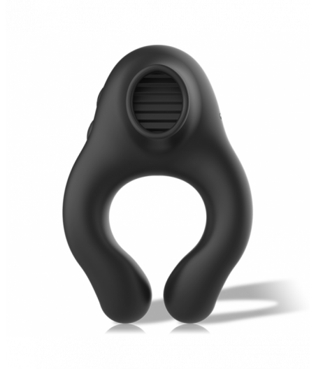 BLACK&SILVER - SILICONE VIBRATOR RING 3 MOTORS RECHARGEABLE