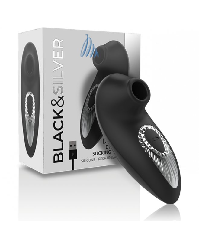 BLACK&SILVER – DRAKE DELUXE SUCKING VIBE SILICONE PARKKRAUJAMAS JUODAS 4