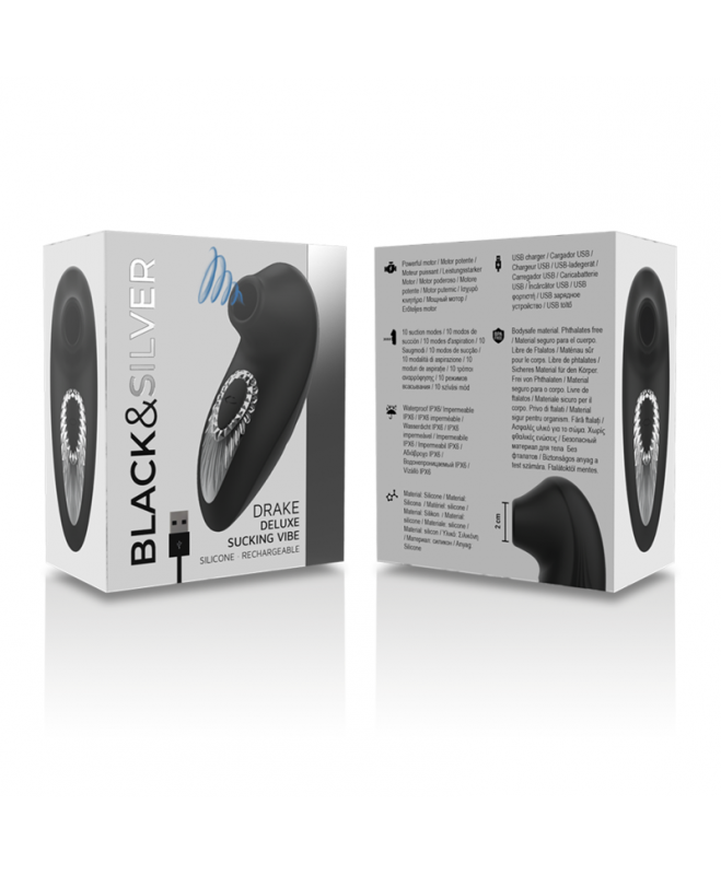 BLACK&SILVER – DRAKE DELUXE SUCKING VIBE SILICONE PARKKRAUJAMAS JUODAS 6