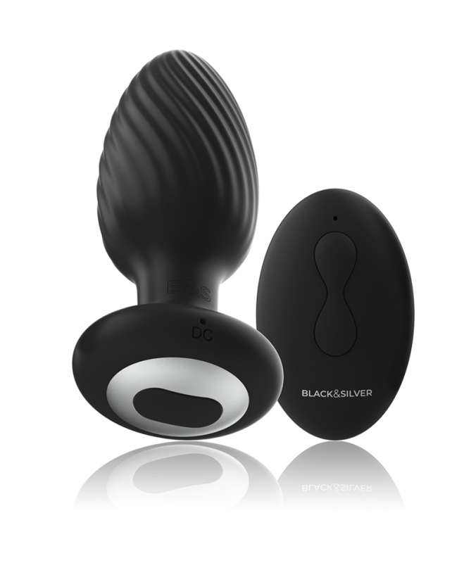 BLACK&SILVER - WELLS ANAL PLUG SILIKONINIS NUOTOLINIO VALDYMAS 3