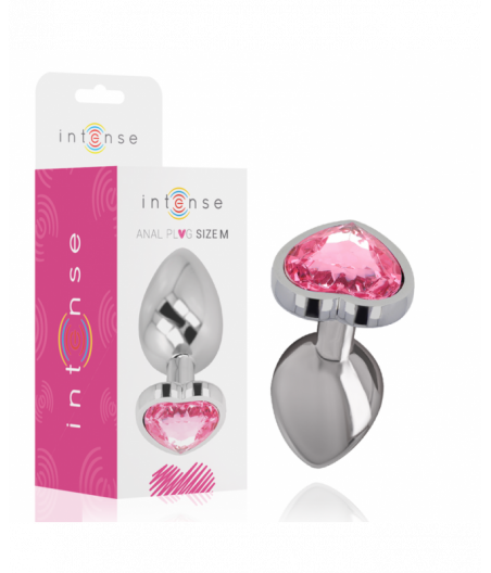 INTENSE - METAL ALUMINUM ANAL PLUG HEART PINK SIZE M