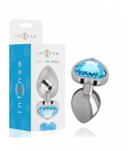 INTENSE - METAL ALUMINUM ANAL PLUG HEART BLUE SIZE L