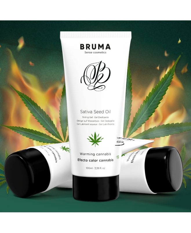 BRUMA - SATIVA SĖKLŲ ALIEJUS SLIDANTIS GELIS ŠILDANTIS KANAPŲ SKAIČIUS 100 ml 6