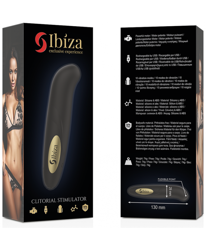 IBIZAÃÂ - CLIT STIMULATOR USB CHARGER 10 VIBRATION MODES GOLDEN 13 X 2,9 6