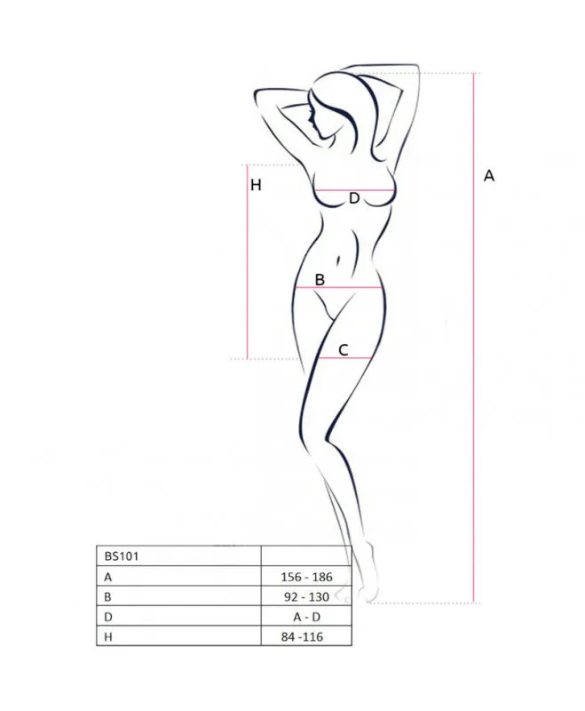 PASSION - BS101 BODYSSTOCKING RED VIENAS DYDIS 5